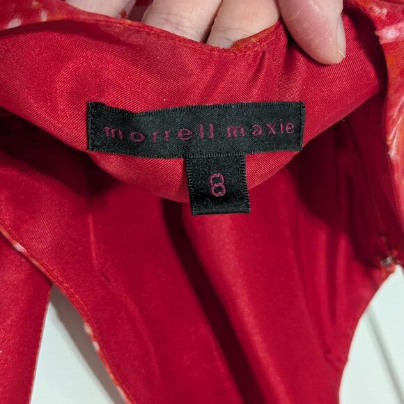 Vintage Y2K Silk Velvet Burnout Halter Dress Red Handkerchief Hem Red Bimbo Pink - Picture 5 of 8